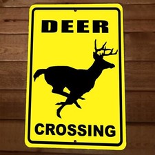 Deer Buck Crossing 8x12 Metal Wall Sign Animal Poster