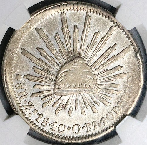1840-Zs NGC AU 50 Mexico 8 Reales Zacatecas Cap Rays Silver Coin (24032901C) - Picture 2 of 6