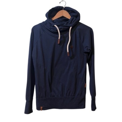 Naketano Damen Sweatshirt Pullover Hoodie M Mandy Spezial Indigo Blue Melange