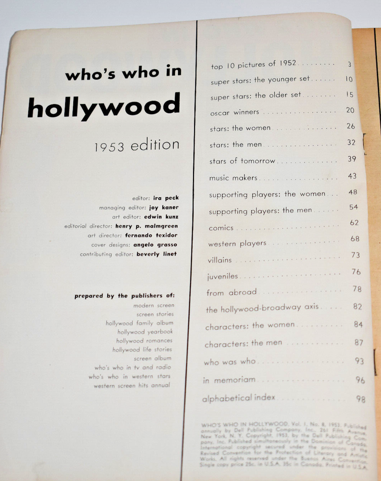 Vintage 1953 Who's Who in Hollywood Magazine Marilyn Monroe Cover eBay
