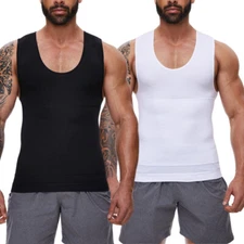 Slimming Men Compression Vest Shirt Belly Tummy Control Tank Tops Shaper T-Shirt