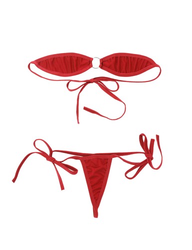2-teiliges Damen Badeanzug ~ Schlauch BH Top Micro Bikini Set Bademode Schulterfrei Baden - Bild 31 von 125