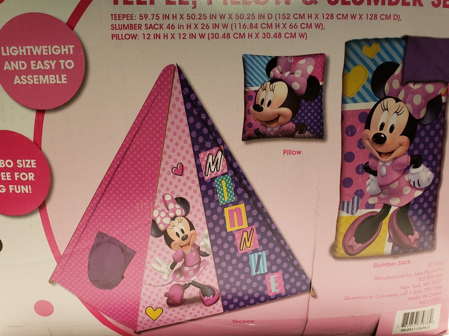 minnie mouse tent and sleeping bag