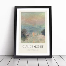 Sun Setting On The Seine By Claude Monet Exhibition Framed Canvas Wall Art