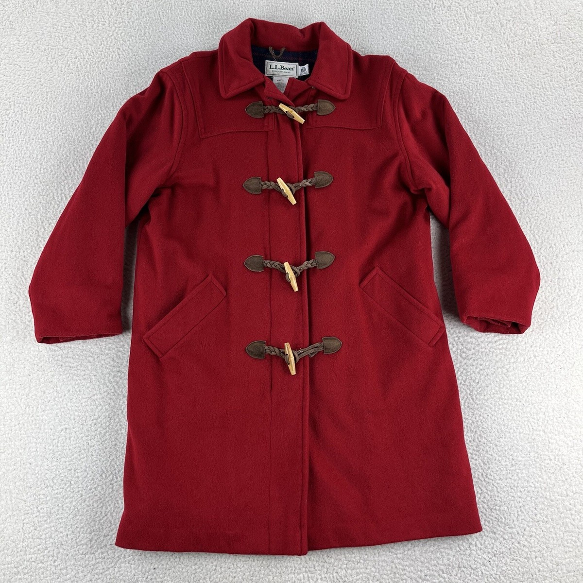 VINTAGE LL Bean Wool Toggle Duffle Coat Womens 10 Red