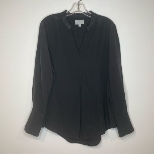 Pure Collection 100% Silk Long Sleeve Blouse Blac… - image 1