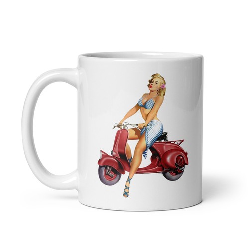 Coffee Mug Scooters Retro Pin Up Girl scootering mods cool - Picture 3 of 4