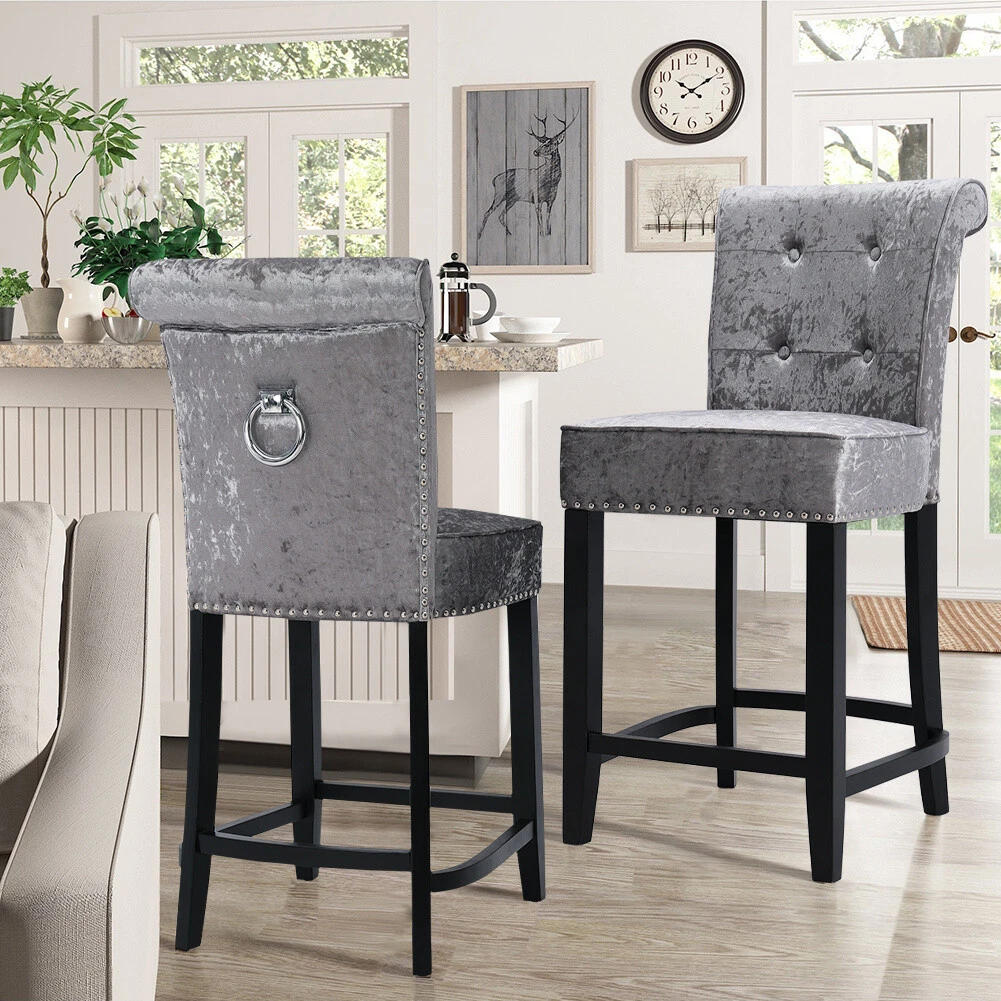 Crushed velvet breakfast bar stools deals