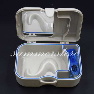 Dental Denture Plastic Storage Box Case With Mirror and Clean Brush Appliance