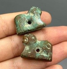 ancient Eastern Roman bronze 2 Tiger small Figurine in good Condition