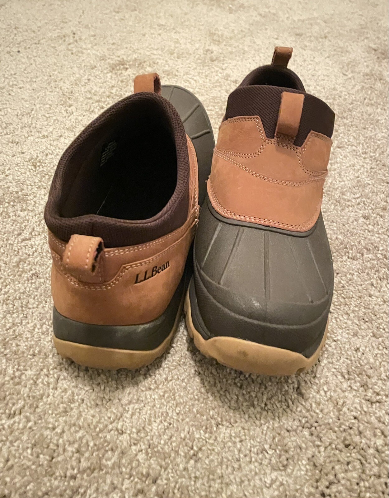 LL Bean Shoes Mens 12M Brown TEK 2.5 Arctic Grip Slip On Loafer Leather