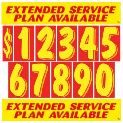Car Dealer Windshield Stickers Numbers & Slogans Ext Service 13 DZ Red & Yellow | eBay
