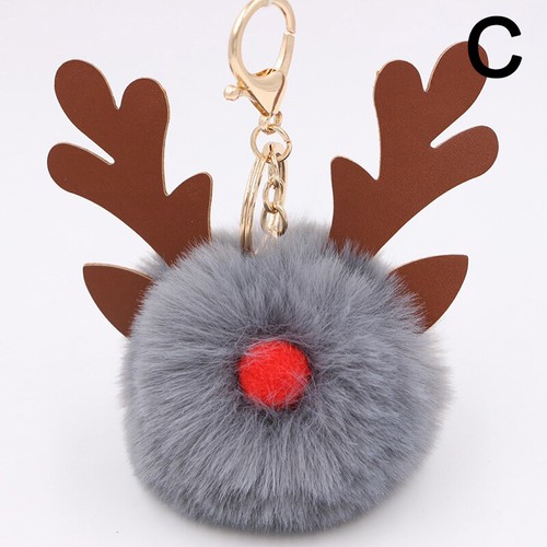 Unisex Pom Pom Esponjoso Llavero Felpa Imitación Piel Alce Llavero Bolso Colgante Navidad - Imagen 5 de 37