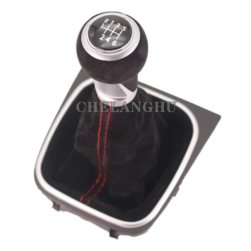 6 Speed Gear Shift Knob Leather Boot For VW EOS 2006 2007 2008 2009 2010 2011 - Imagem 2 de 4