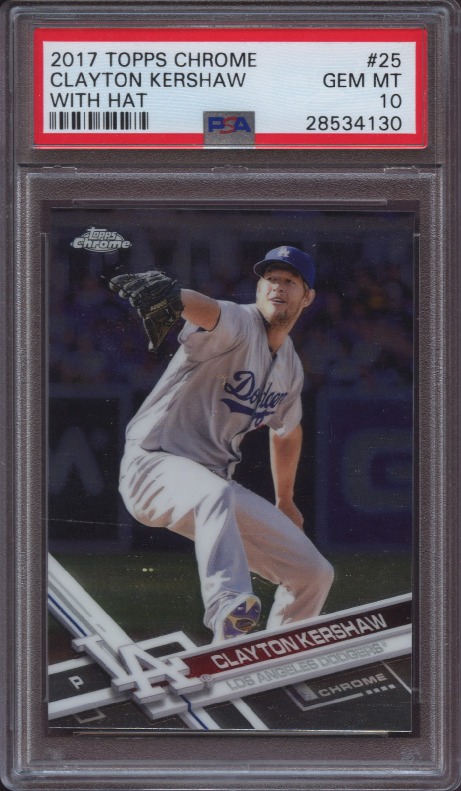 2017 Topps Chrome 25 Clayton Kershaw With Hat PSA 10 Gem Mint Dodgers 