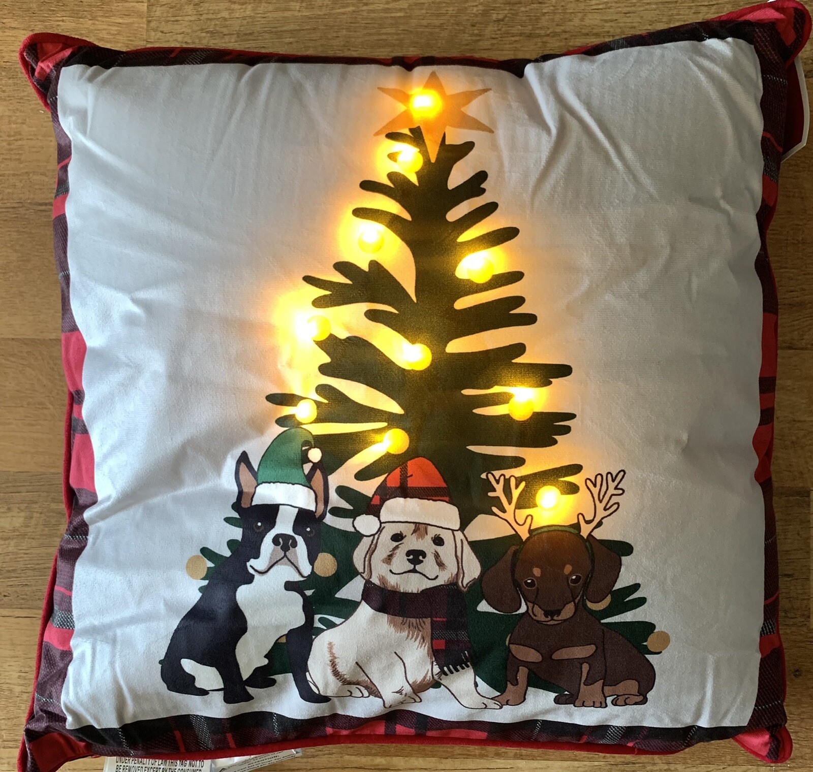 Christmas Tree Dog Light Up Pillow Dachshund Boston Terrier Lab/Golden Retriever