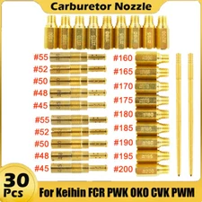 30PCS Carburetor Main Jet Pilot/Slow Jet Needle Kit For PWK Keihin FCR OKO CVK