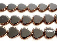 10 15 x 15 mm Czech Glass Window Heart Beads: Jet - Bronze