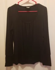 Attention Black Scoup Neck Long Sleeve Knit Top Size M