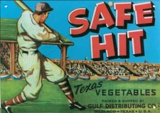 AD-VINTAGE STYLE METAL TIN ART REPRODUCTION HANGING SIGN-SAFE HIT-BASEBALL-GULF