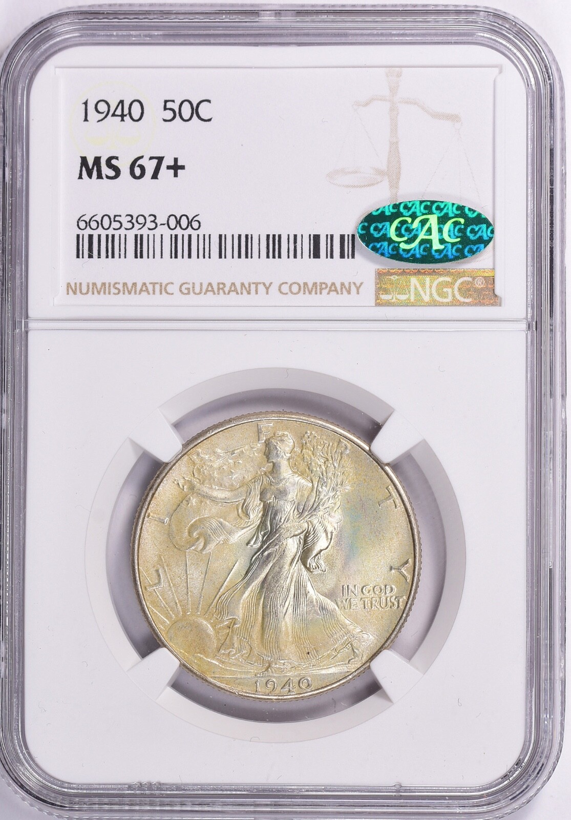 1940  Walking Liberty Half Dollar NGC 67+ CAC Label Free Shipping US