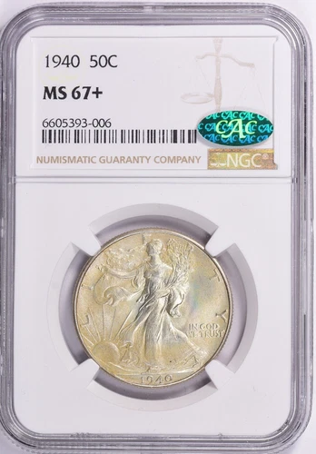 1940  Walking Liberty Half Dollar NGC 67+ CAC Label Free Shipping US