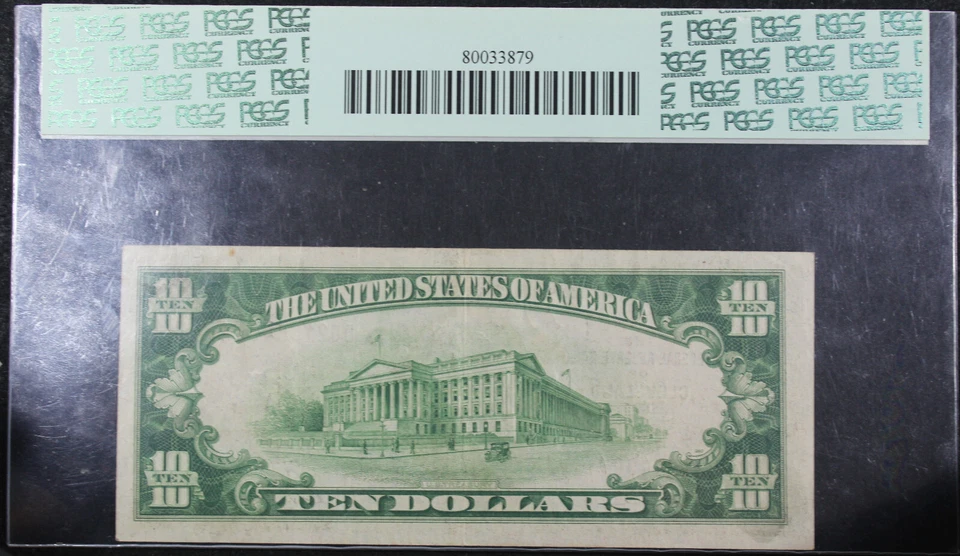 1929 XF40 Fr. 1860-D Federal Reserve Bank Note 10$ , PCGS, SN D02185400A - Image 4 of 4