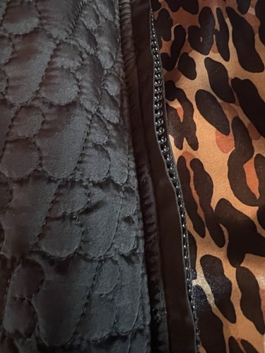 Vintage One Size Black Puff Ball Leopard Print Betsey Johnson Winter Vest - Picture 3 of 5