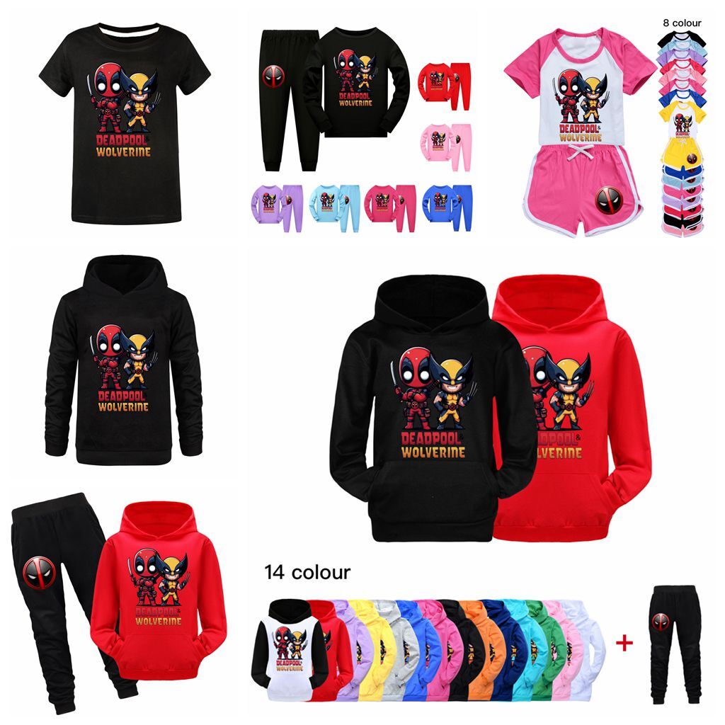 Kids Deadpool T-shirt Hoodie Pants Tracksuits Sportswear PJ's Set