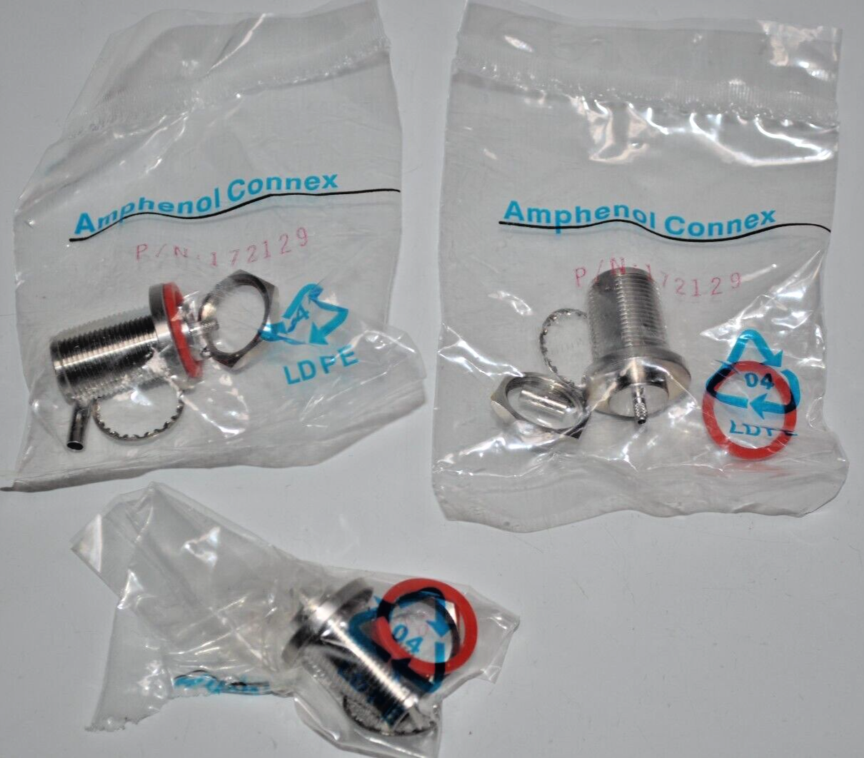 Lot of 3 NEW Amphenol 172129 Straight N Bulkhead Jack Coaxial RF ...