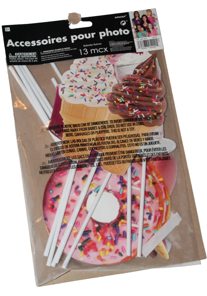 Cupcakes de rosquinha sorvete macarons doces guloseimas adereços para fotos favores de festa 13 peças - Imagem 2 de 4