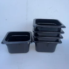 5 CAMBRO 1/6 Size 4” Deep Food Pan Polycarbonate Black Color- Storage