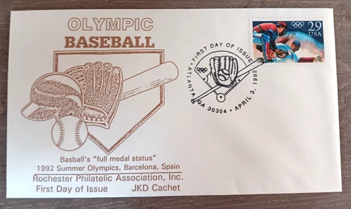 BASEBALL NEW OLYMPIC SPORT 1992  BARCELONA SPAIN JKD CACHET FDC VF UNADDR