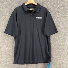 New Reebok Polo Shirt Men L Large Black Button Up Collared Short Sleeve Regular