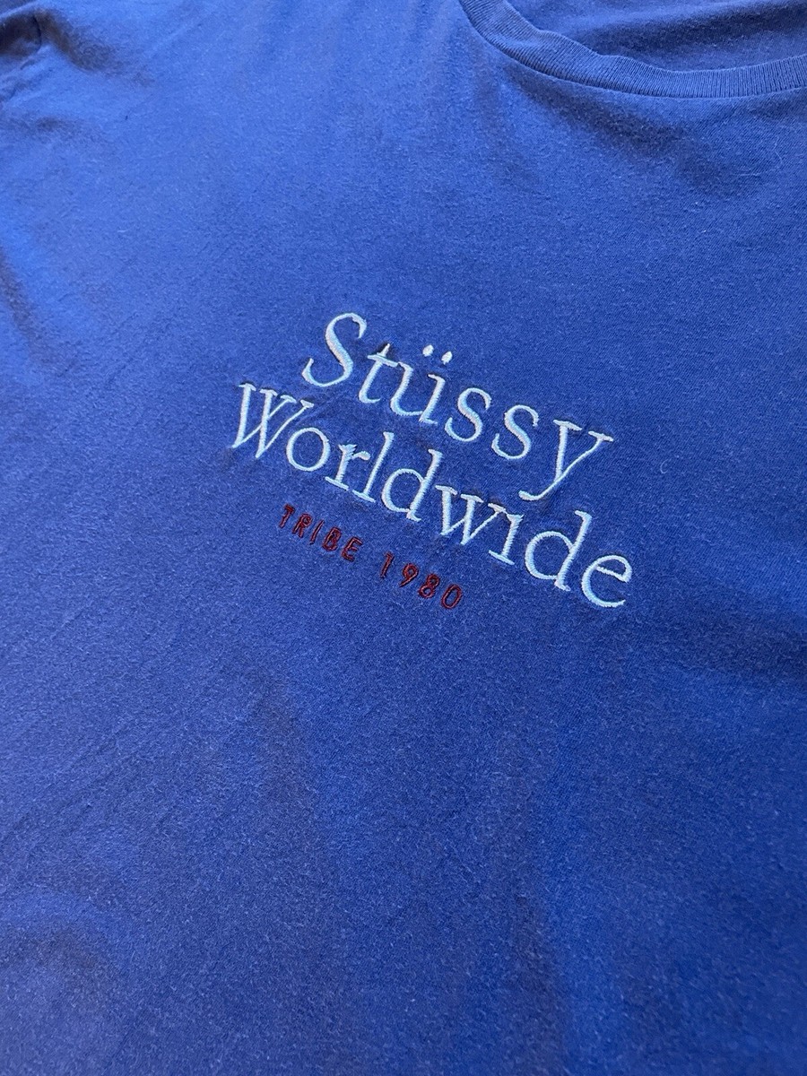 Vintage 80s Bootleg Stussy Worldwide Tribe Faded Blue Purple Vintage 80s Bootleg Stussy Worldwide Tribe Faded Blue Purple