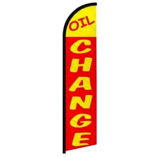 Oil Change (RD/YW) Windless Full Sleeve Advertising Auto Oil Change Banner Flag