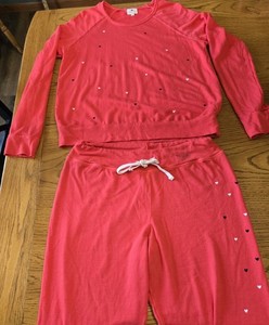 Pre-loved SUNDRY 2-Piece Women's Red Sweatsuit Top SzM Bottoms SzL