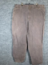 Carhartt Pants Mens 44x32 Brown B11 Washed Duck Carpenter Dungaree Made USA