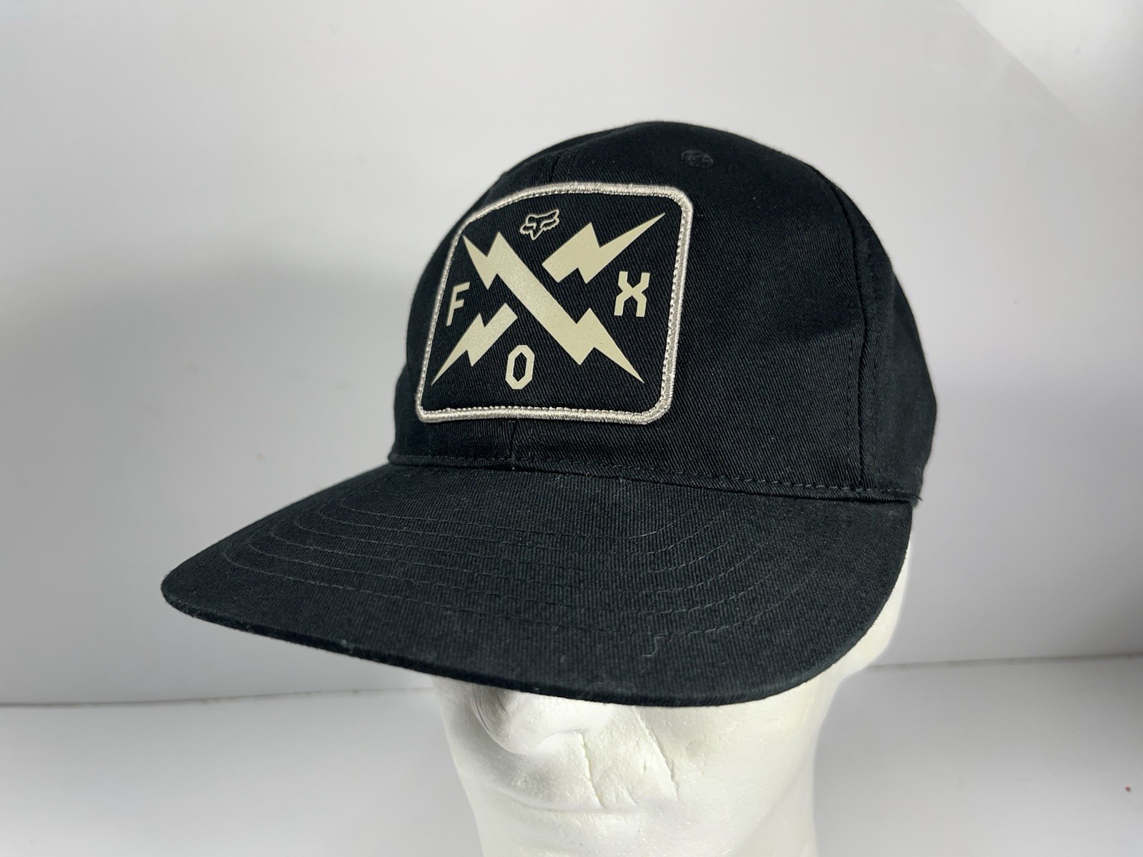 Fox Racing Hat Cap SnapBack Lightning Bolt Patch Black OSFA