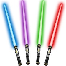 4 Pack Light up Sword Saber with FX Sound On-Off Control and Full Retractable