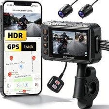 Motorcycle Dash Cam Front Rear, Dual Recording w/ GPS, WiFI App Control