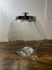 Large 1 Gallon Glass Cracker Jar Chrome Metal...