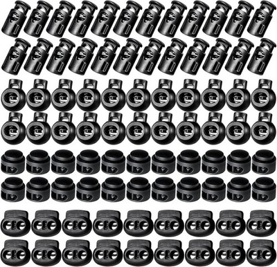 320 Pcs Plastic Cord Locks, Single Double Hole Spring Stop Toggle Stoppers for D