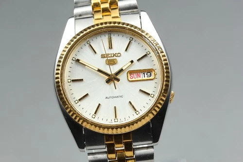 [Rare] Vintage Seiko 5 7S26-3110 SNXJ90 Gold White Dial AT Watch From Japan