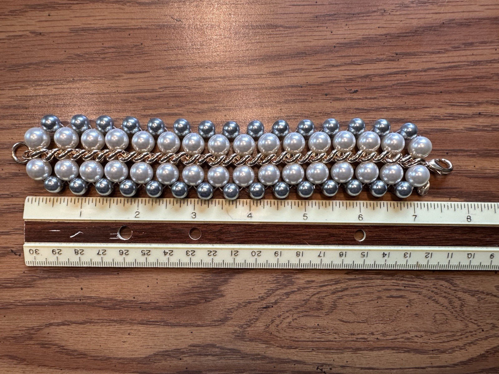 VTG Kenneth Jay Lane White & Gray Faux Pearl Gold… - image 3