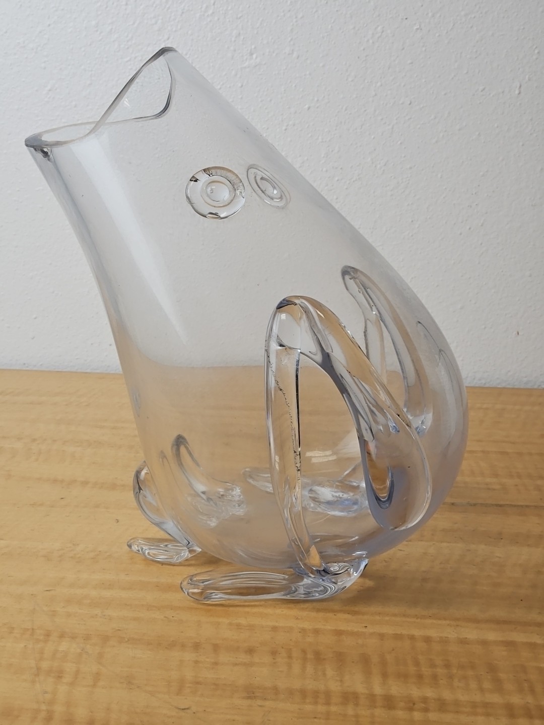 Vintage Blenko Style Glass Open Mouth Frog Large Vase Centerpiece, 12.5