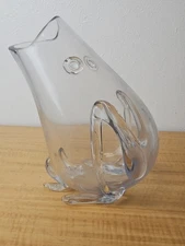 Vintage Blenko Style Glass Open Mouth Frog Large Vase Centerpiece, 12.5" Tall