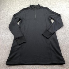 Athleta Sweater Dress Womens Small Black Mock Neck Quarter Zip Long Sleeve Knit