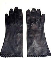 Bamberger's Black Washable Kid Leather Gloves Made in Italy Vintage Size 7 NEW