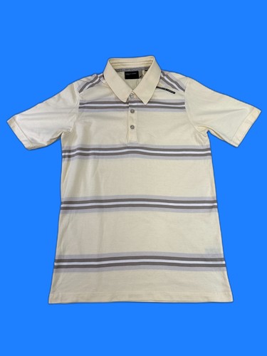Porsche Design Sport Polo Shirt Men S Beige Gray Striped Cotton Short DDP